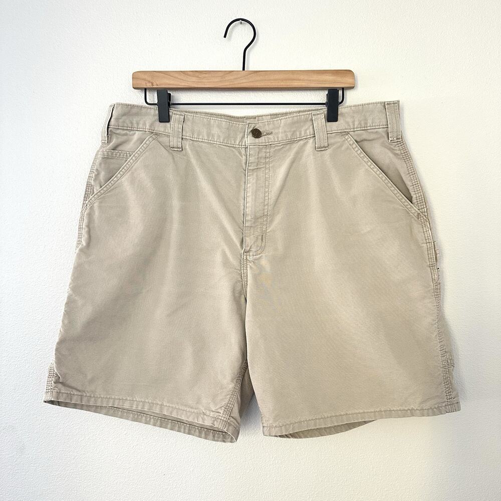 Vintage Carhartt Carpenter Shorts Mens 38 Canvas B144 Tan Khaki Street Wear